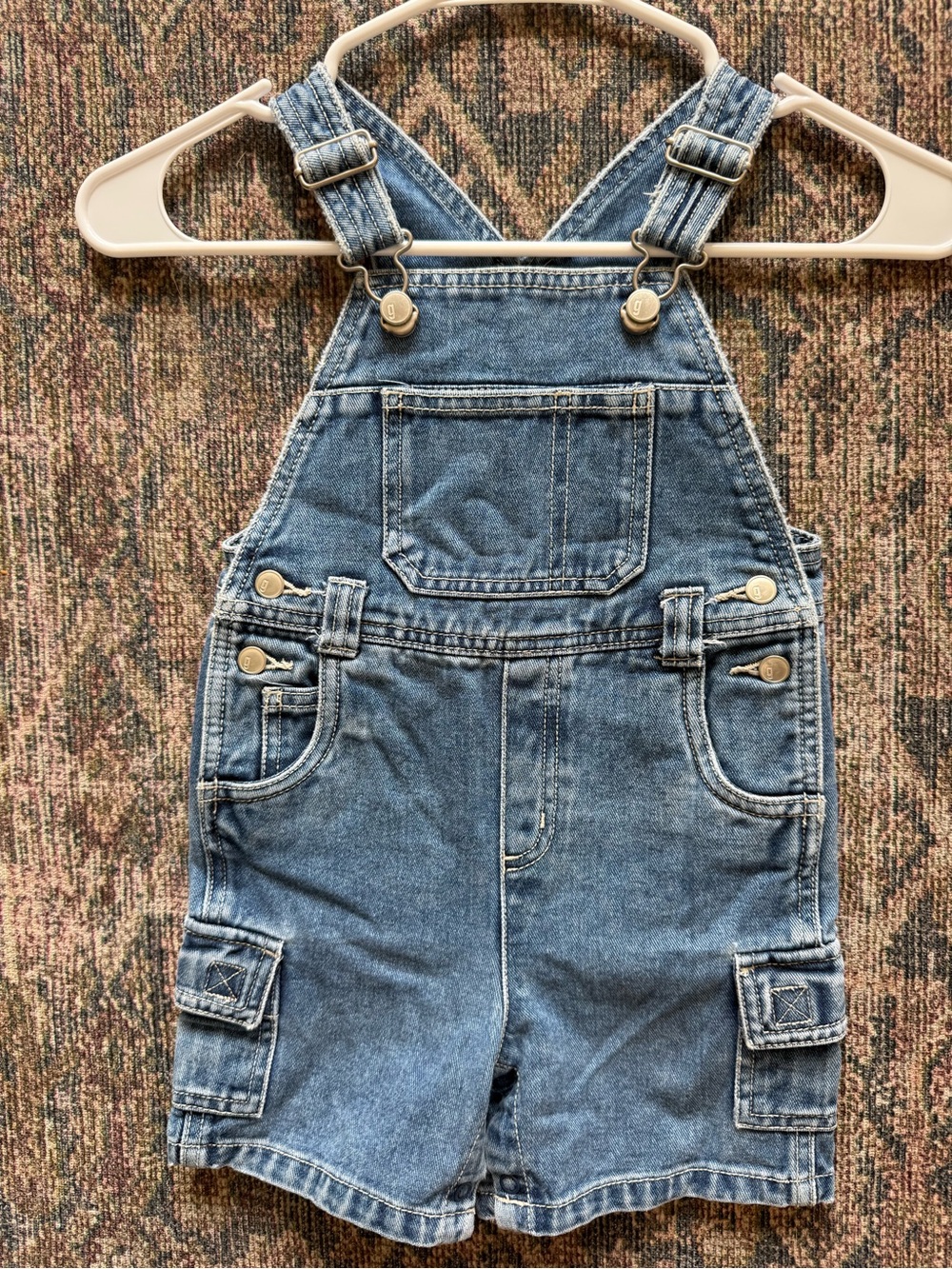 Y2K vintage Gymboree denim cargo shorts overalls size 18-24 mo